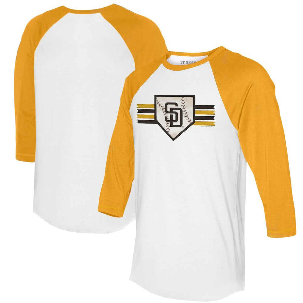 San Diego Padres Tiny Turnip Women's Base Stripe 3/4-Sleeve Raglan T-Shirt - MLB