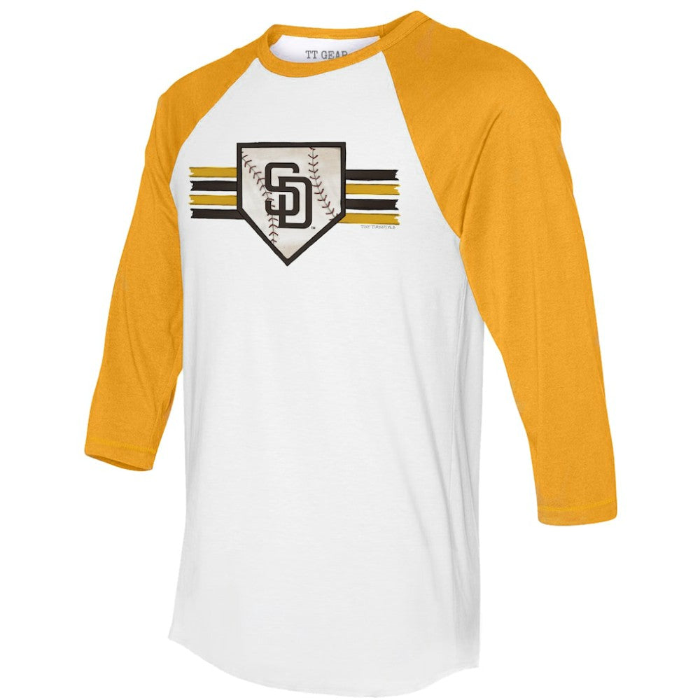 San Diego Padres Tiny Turnip Women's Base Stripe 3/4-Sleeve Raglan T-Shirt - MLB