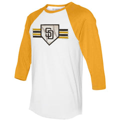 San Diego Padres Tiny Turnip Women's Base Stripe 3/4-Sleeve Raglan T-Shirt - MLB