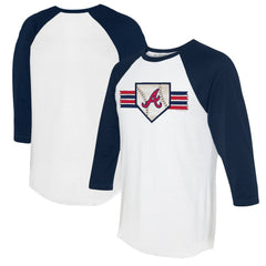 Atlanta Braves Tiny Turnip Women's Base Stripe 3/4-Sleeve Raglan T-Shirt - MLB