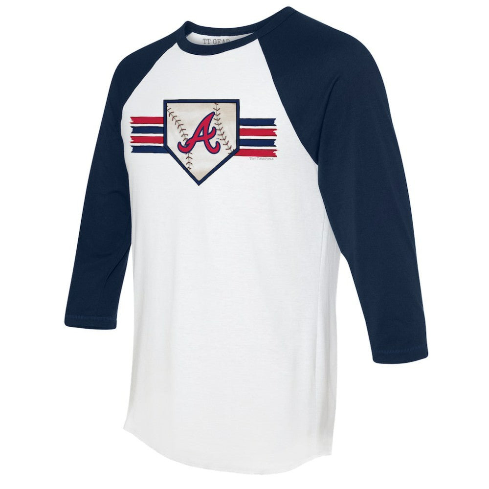 Atlanta Braves Tiny Turnip Women's Base Stripe 3/4-Sleeve Raglan T-Shirt - MLB