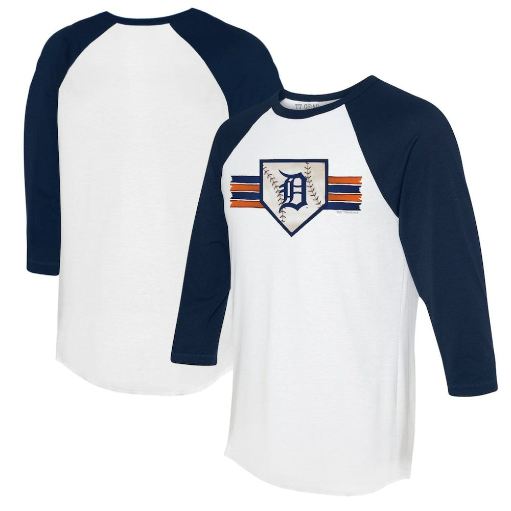 Detroit Tigers Tiny Turnip Women's Base Stripe 3/4-Sleeve Raglan T-Shirt - MLB