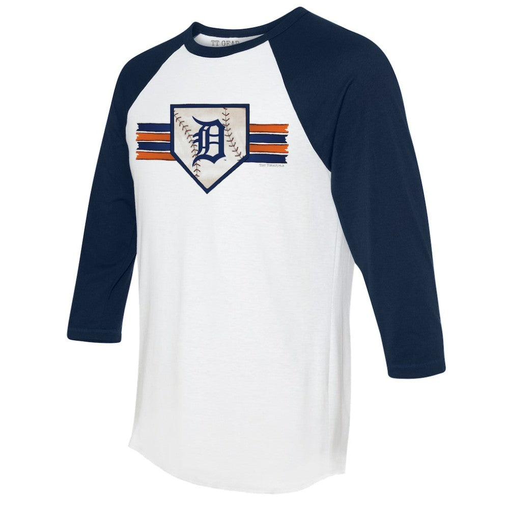 Detroit Tigers Tiny Turnip Women's Base Stripe 3/4-Sleeve Raglan T-Shirt - MLB