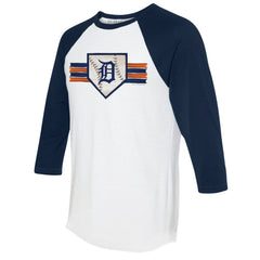Detroit Tigers Tiny Turnip Women's Base Stripe 3/4-Sleeve Raglan T-Shirt - MLB