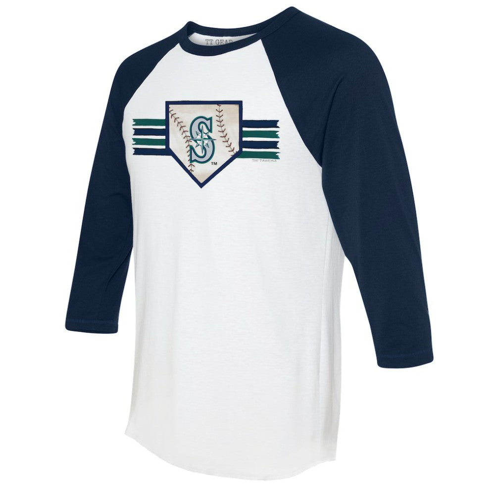 Seattle Mariners Tiny Turnip Women's Base Stripe 3/4-Sleeve Raglan T-Shirt - MLB