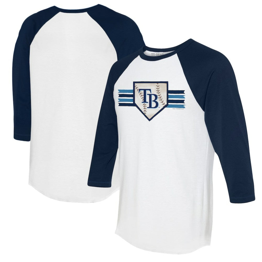 Tampa Bay Rays Tiny Turnip Women's Base Stripe 3/4-Sleeve Raglan T-Shirt - MLB