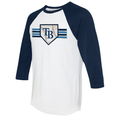 Tampa Bay Rays Tiny Turnip Women's Base Stripe 3/4-Sleeve Raglan T-Shirt - MLB