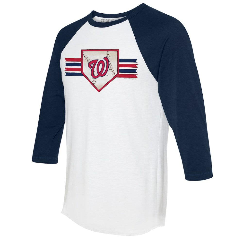 Washington Nationals Tiny Turnip Women's Base Stripe 3/4-Sleeve Raglan T-Shirt - MLB