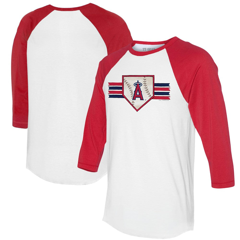 Los Angeles Angels Tiny Turnip Women's Base Stripe 3/4-Sleeve Raglan T-Shirt - MLB