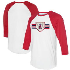 Los Angeles Angels Tiny Turnip Women's Base Stripe 3/4-Sleeve Raglan T-Shirt - MLB