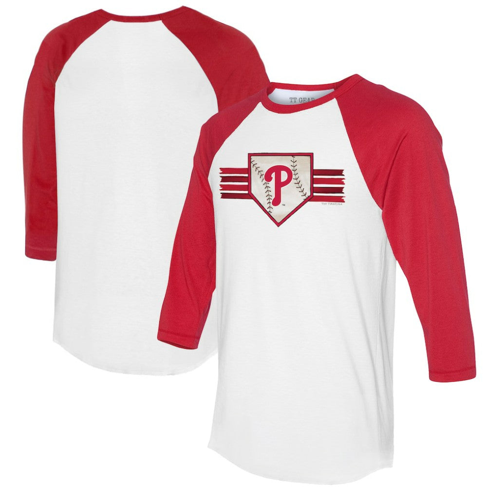 Philadelphia Phillies Tiny Turnip Women's Base Stripe 3/4-Sleeve Raglan T-Shirt - MLB