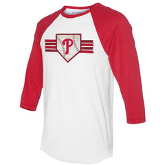 Philadelphia Phillies Tiny Turnip Women's Base Stripe 3/4-Sleeve Raglan T-Shirt - MLB