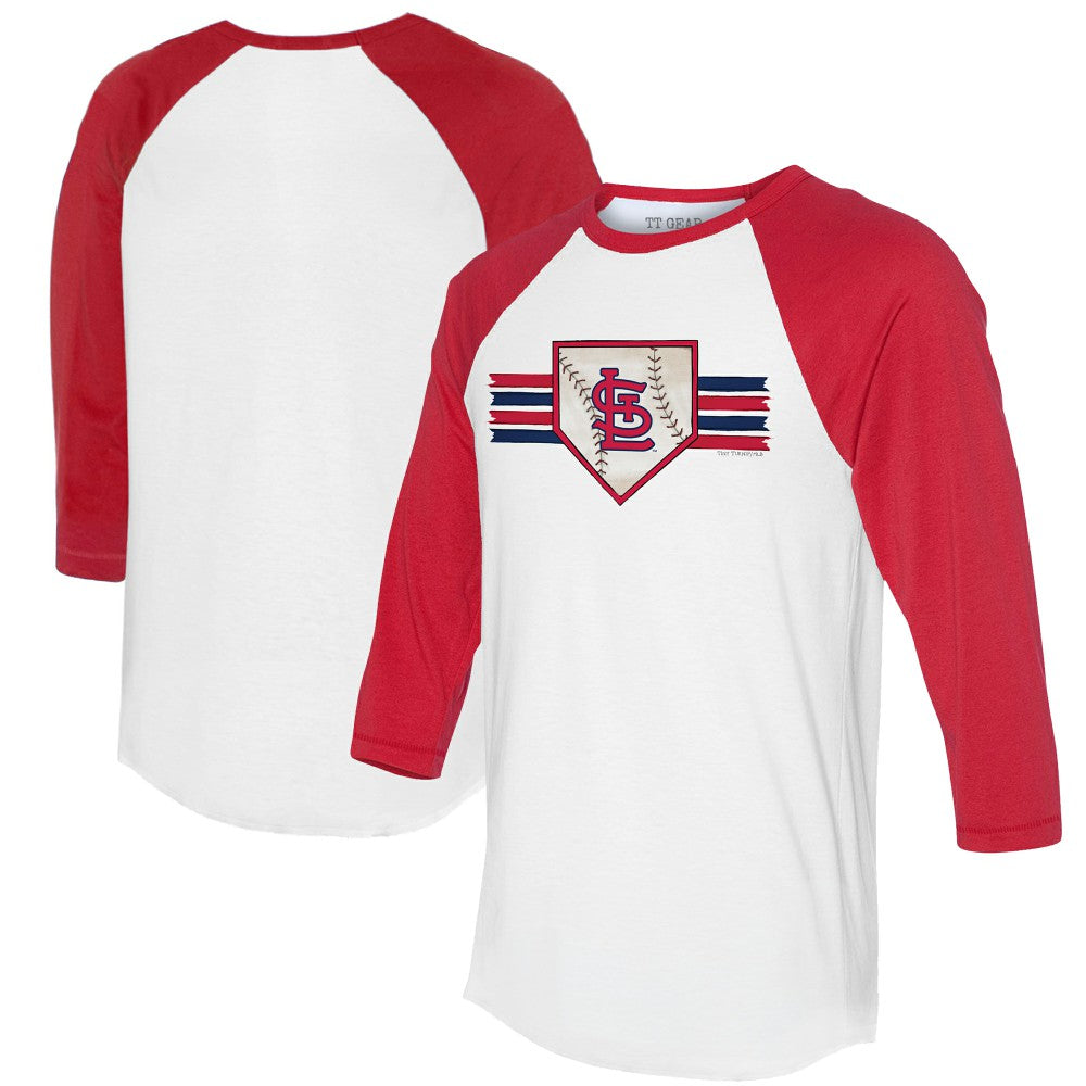 St. Louis Cardinals Tiny Turnip Women's Base Stripe 3/4-Sleeve Raglan T-Shirt - MLB