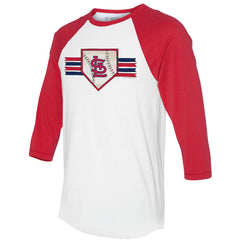 St. Louis Cardinals Tiny Turnip Women's Base Stripe 3/4-Sleeve Raglan T-Shirt - MLB