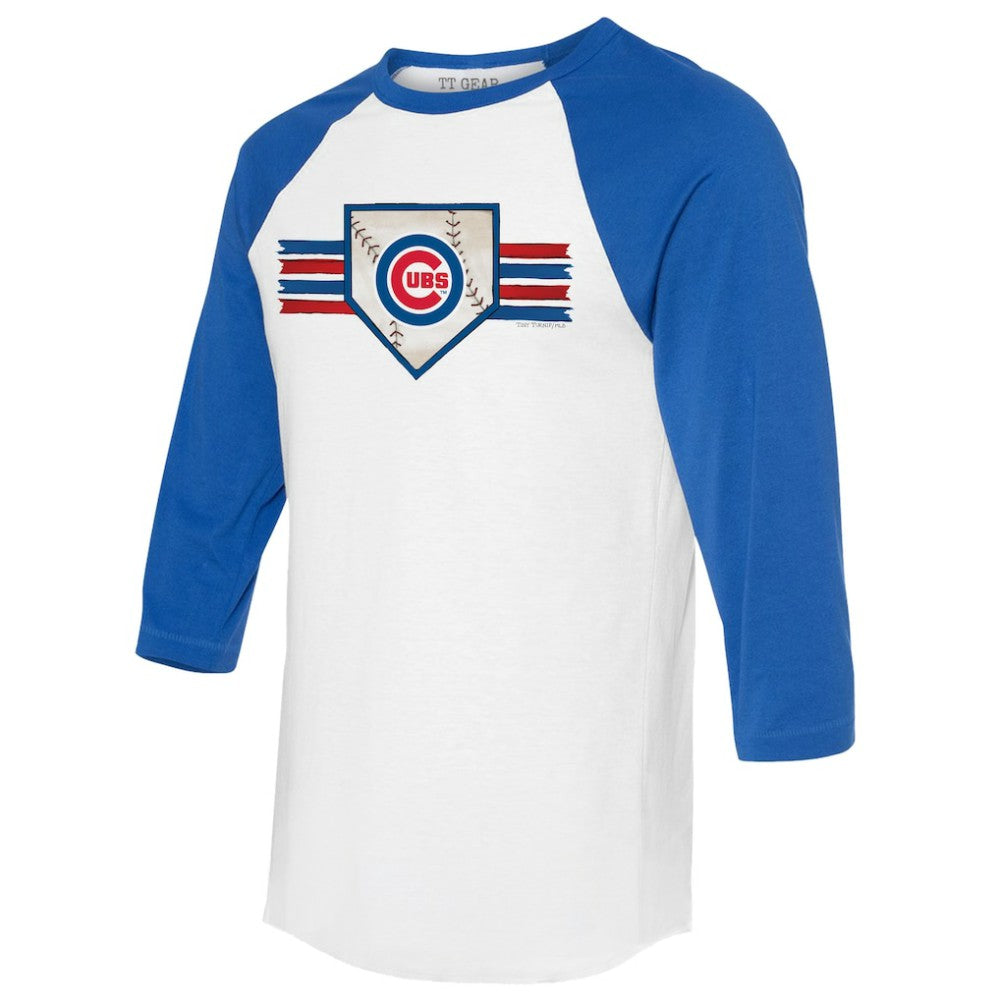 Chicago Cubs Tiny Turnip Women's Base Stripe 3/4-Sleeve Raglan T-Shirt - MLB