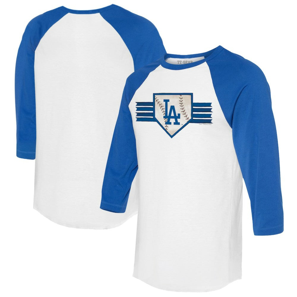 Los Angeles Dodgers Tiny Turnip Women's Base Stripe 3/4-Sleeve Raglan T-Shirt - MLB