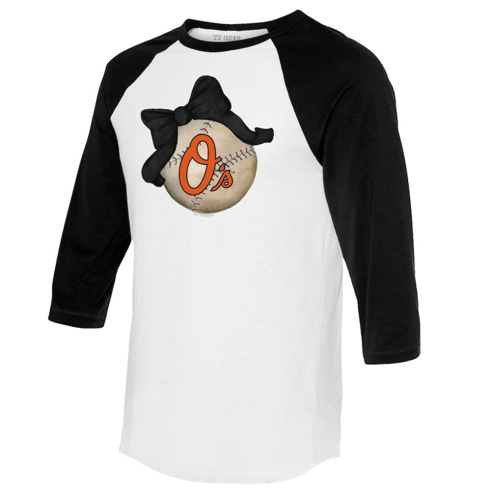 Baltimore Orioles Tiny Turnip Women's Baseball Bow 3/4-Sleeve Raglan T-Shirt - MLB