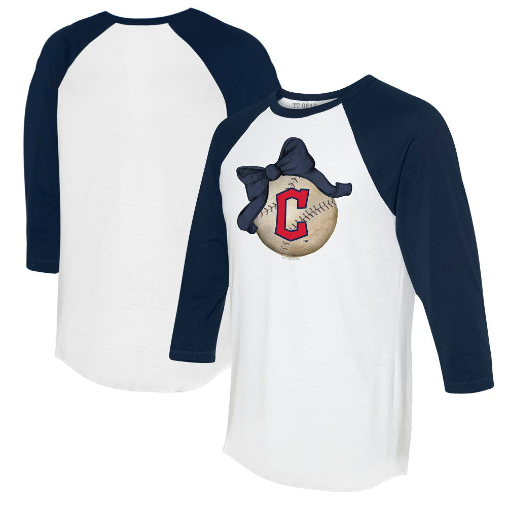 Cleveland Guardians Tiny Turnip Women's Baseball Bow 3/4-Sleeve Raglan T-Shirt - MLB
