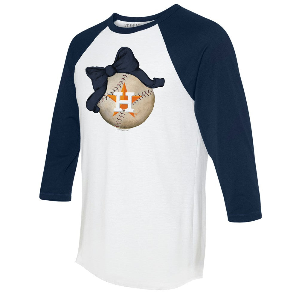 Houston Astros Tiny Turnip Women's Baseball Bow 3/4-Sleeve Raglan T-Shirt - MLB
