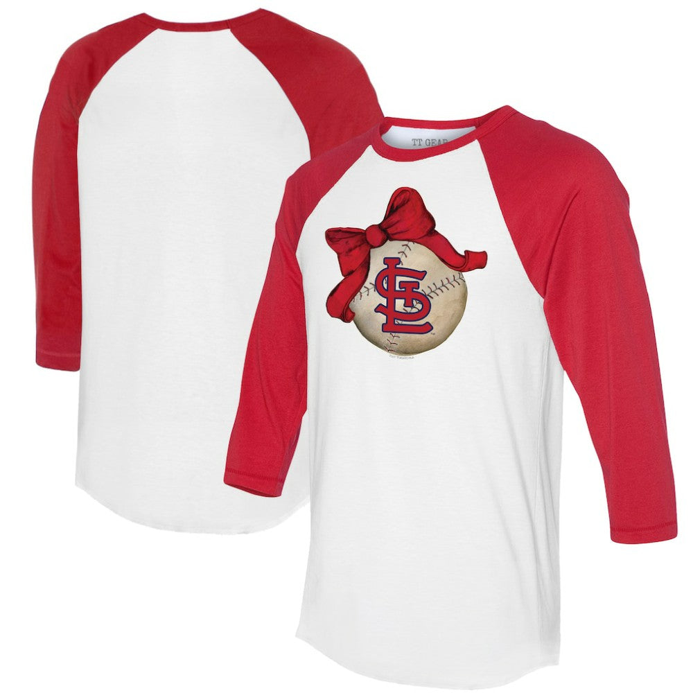 St. Louis Cardinals Tiny Turnip Women's Baseball Bow 3/4-Sleeve Raglan T-Shirt - MLB