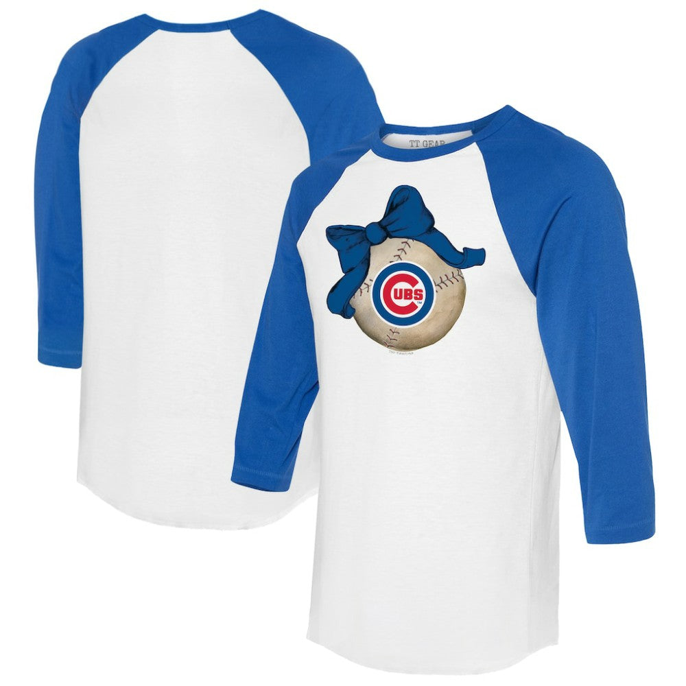 Chicago Cubs Tiny Turnip Women's Baseball Bow 3/4-Sleeve Raglan T-Shirt - MLB