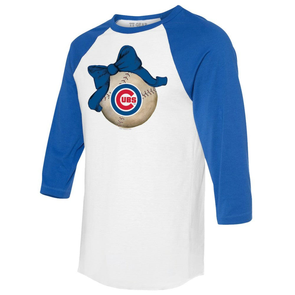Chicago Cubs Tiny Turnip Women's Baseball Bow 3/4-Sleeve Raglan T-Shirt - MLB