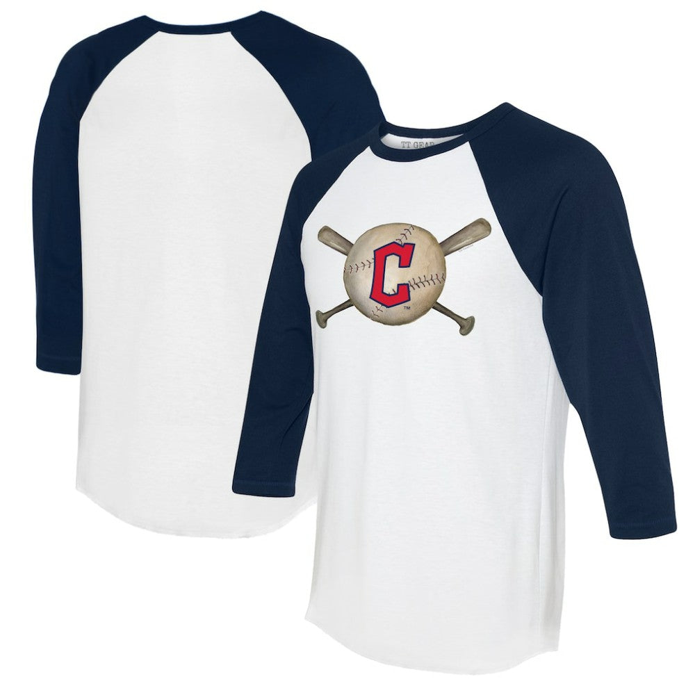 Cleveland Guardians Tiny Turnip Women's Baseball Cross Bats 3/4-Sleeve Raglan T-Shirt - MLB