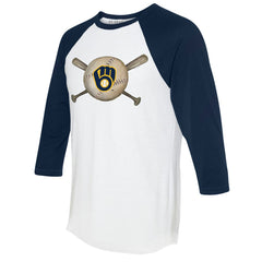 Milwaukee Brewers Tiny Turnip Women's Baseball Cross Bats 3/4-Sleeve Raglan T-Shirt - MLB