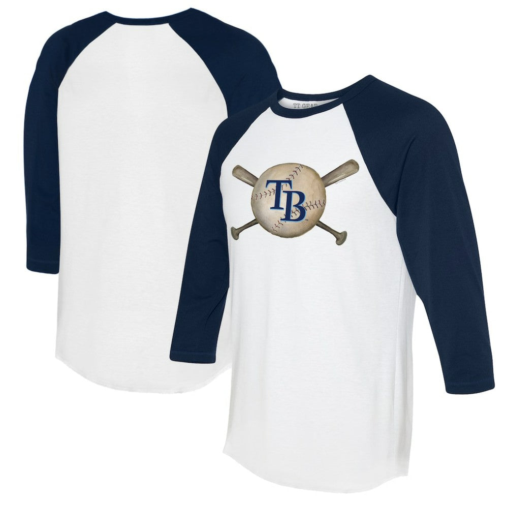 Tampa Bay Rays Tiny Turnip Women's Baseball Cross Bats 3/4-Sleeve Raglan T-Shirt - MLB