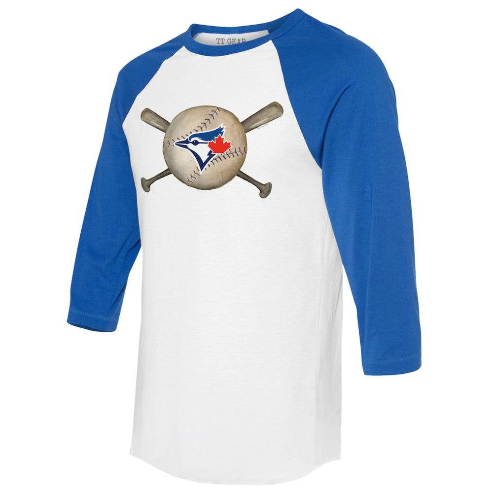 Toronto Blue Jays Tiny Turnip Women's Baseball Cross Bats 3/4-Sleeve Raglan T-Shirt - MLB