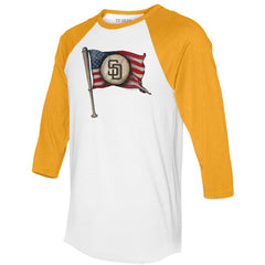 San Diego Padres Tiny Turnip Women's Baseball Flag 3/4-Sleeve Raglan T-Shirt - MLB