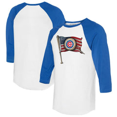 Chicago Cubs Tiny Turnip Women's Baseball Flag 3/4-Sleeve Raglan T-Shirt - MLB