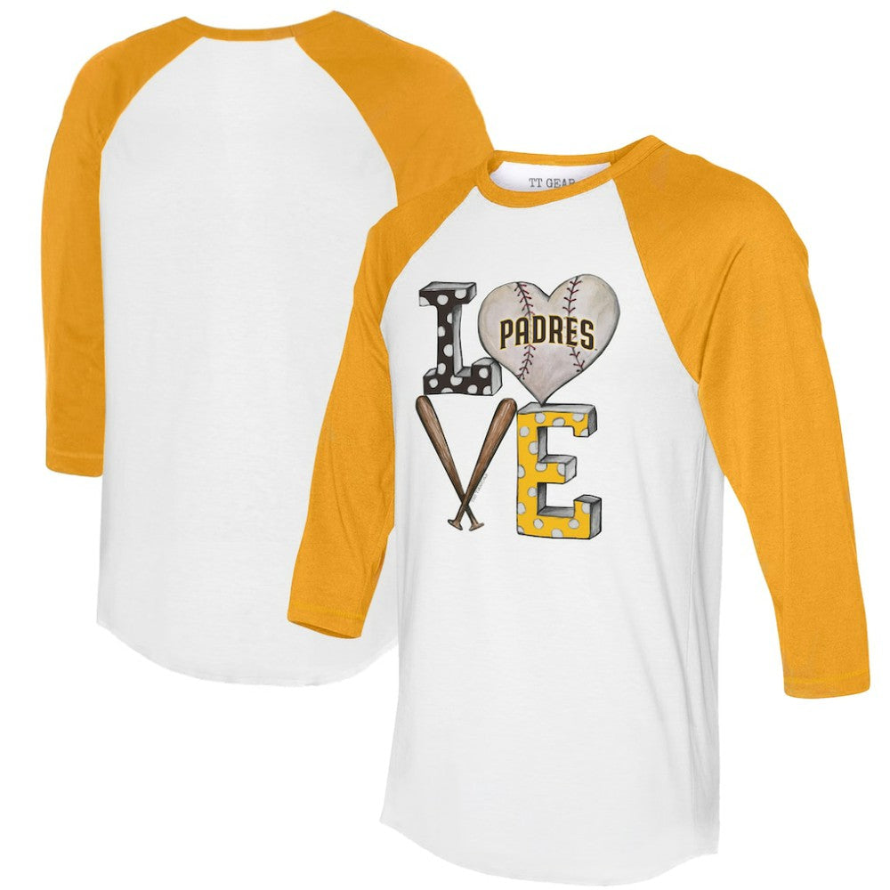 San Diego Padres Tiny Turnip Women's Baseball Love Raglan 3/4-Sleeve T-Shirt - MLB