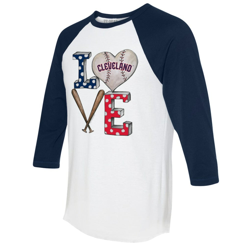 Cleveland Guardians Tiny Turnip Women's Baseball Love Raglan 3/4-Sleeve T-Shirt - MLB