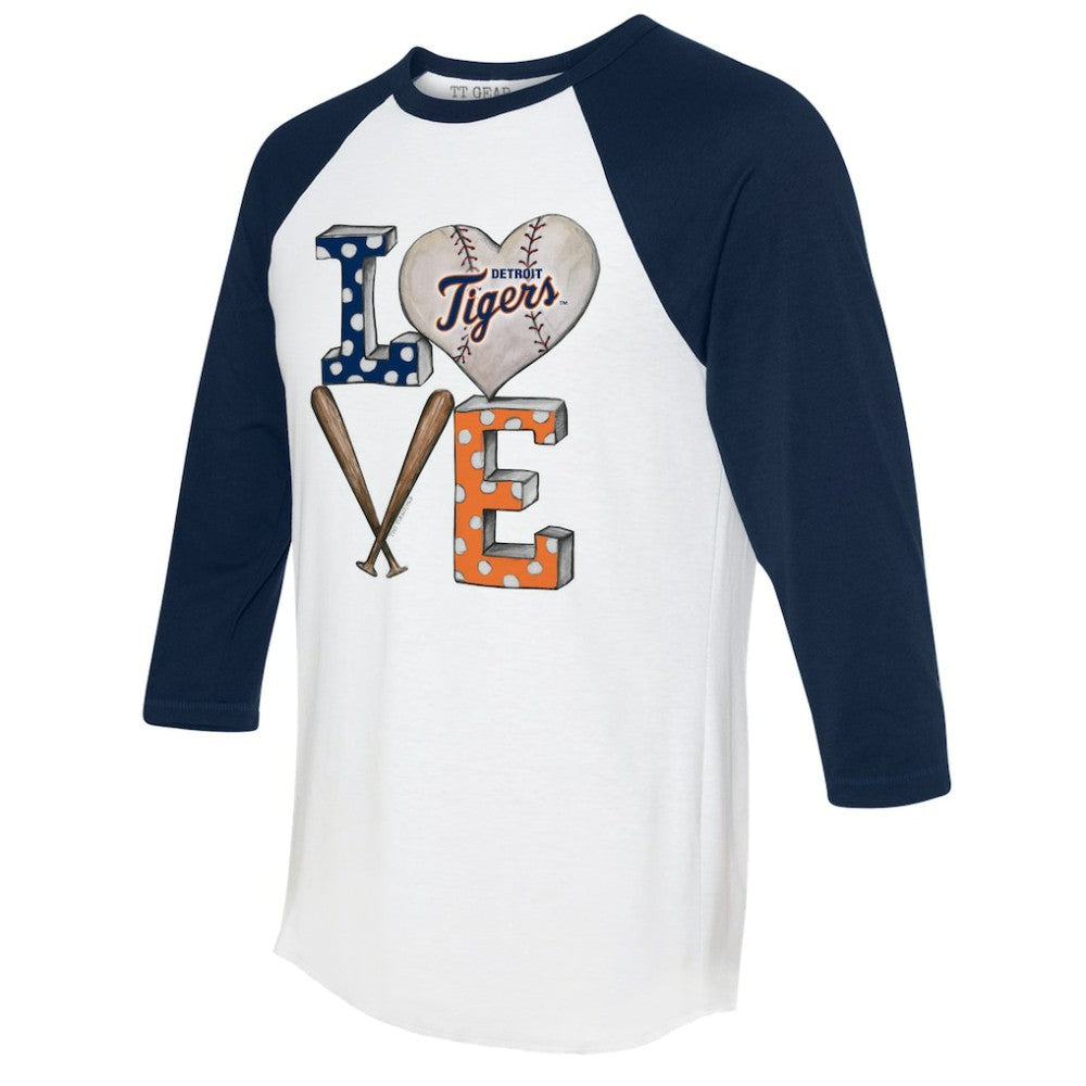 Detroit Tigers Tiny Turnip Women's Baseball Love Raglan 3/4-Sleeve T-Shirt - MLB
