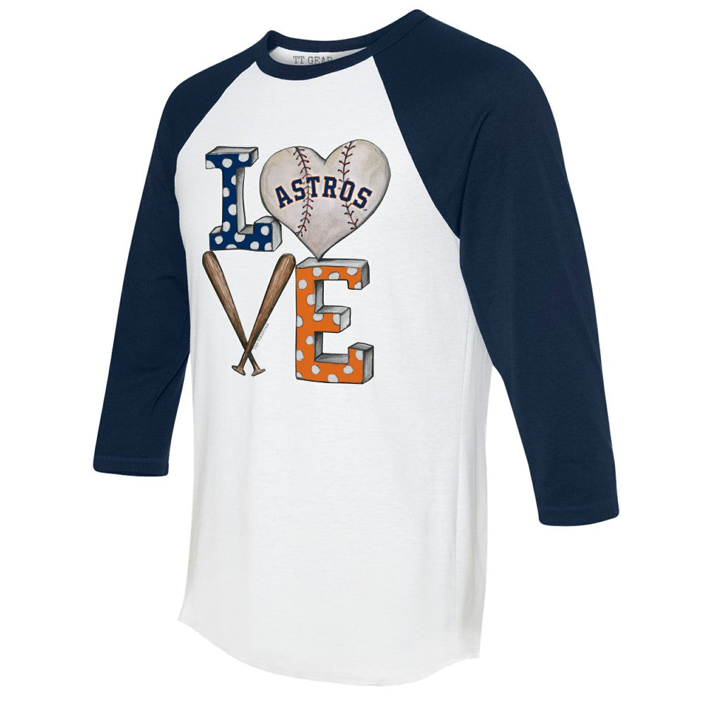 Houston Astros Tiny Turnip Women's Baseball Love Raglan 3/4-Sleeve T-Shirt - MLB