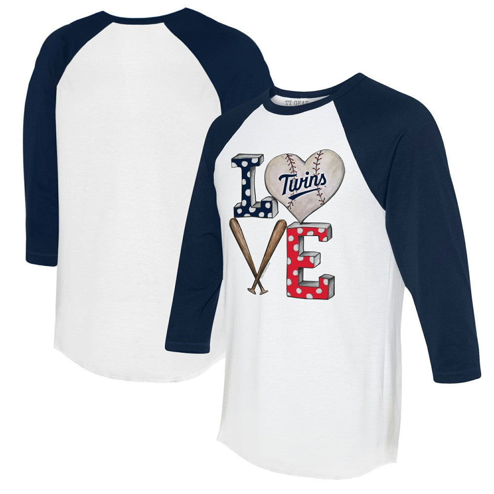 Minnesota Twins Tiny Turnip Women's Baseball Love Raglan 3/4-Sleeve T-Shirt - MLB