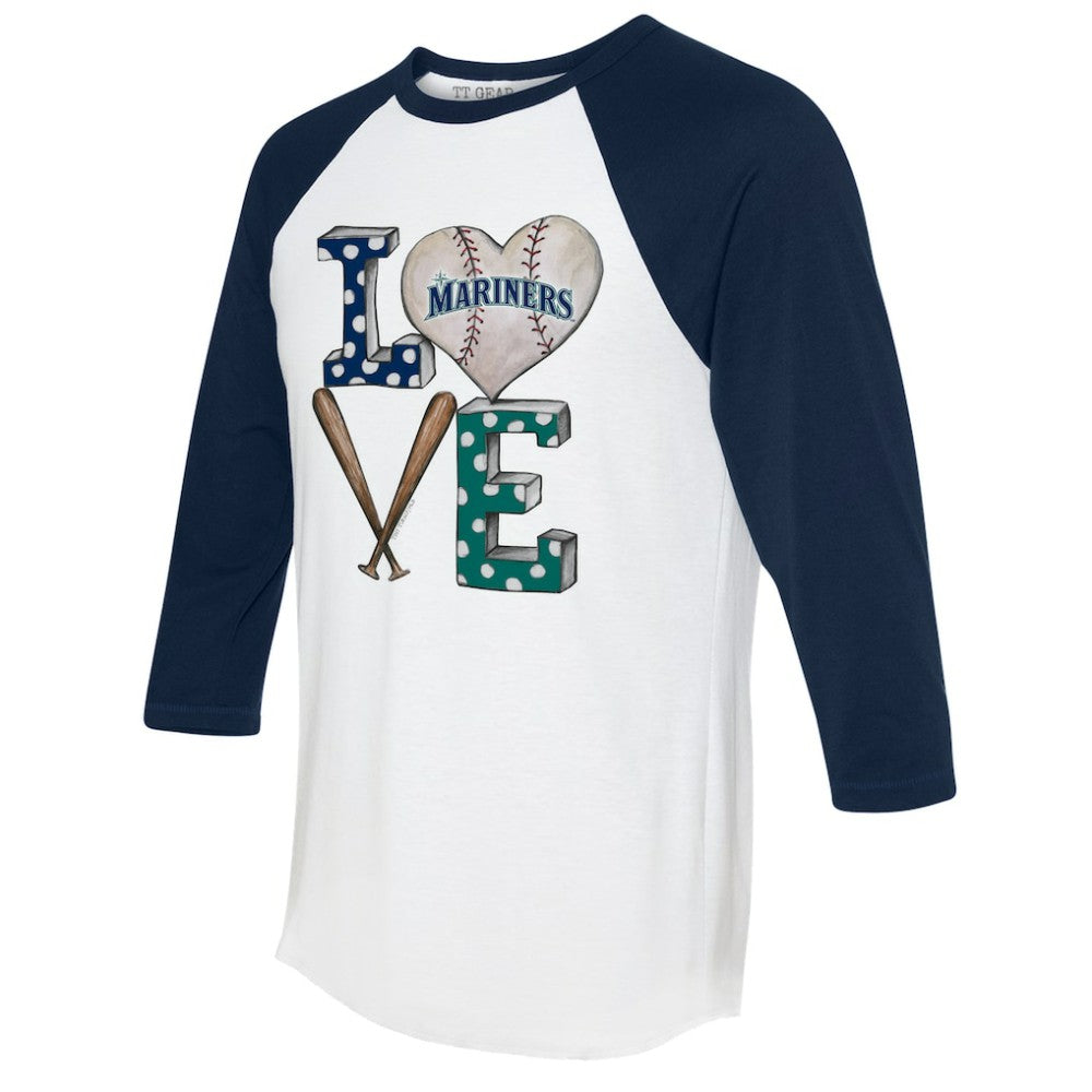 Seattle Mariners Tiny Turnip Women's Baseball Love Raglan 3/4-Sleeve T-Shirt - MLB