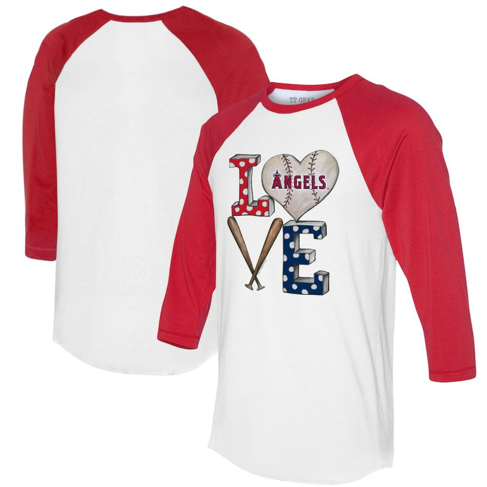 Los Angeles Angels Tiny Turnip Women's Baseball Love Raglan 3/4-Sleeve T-Shirt - MLB