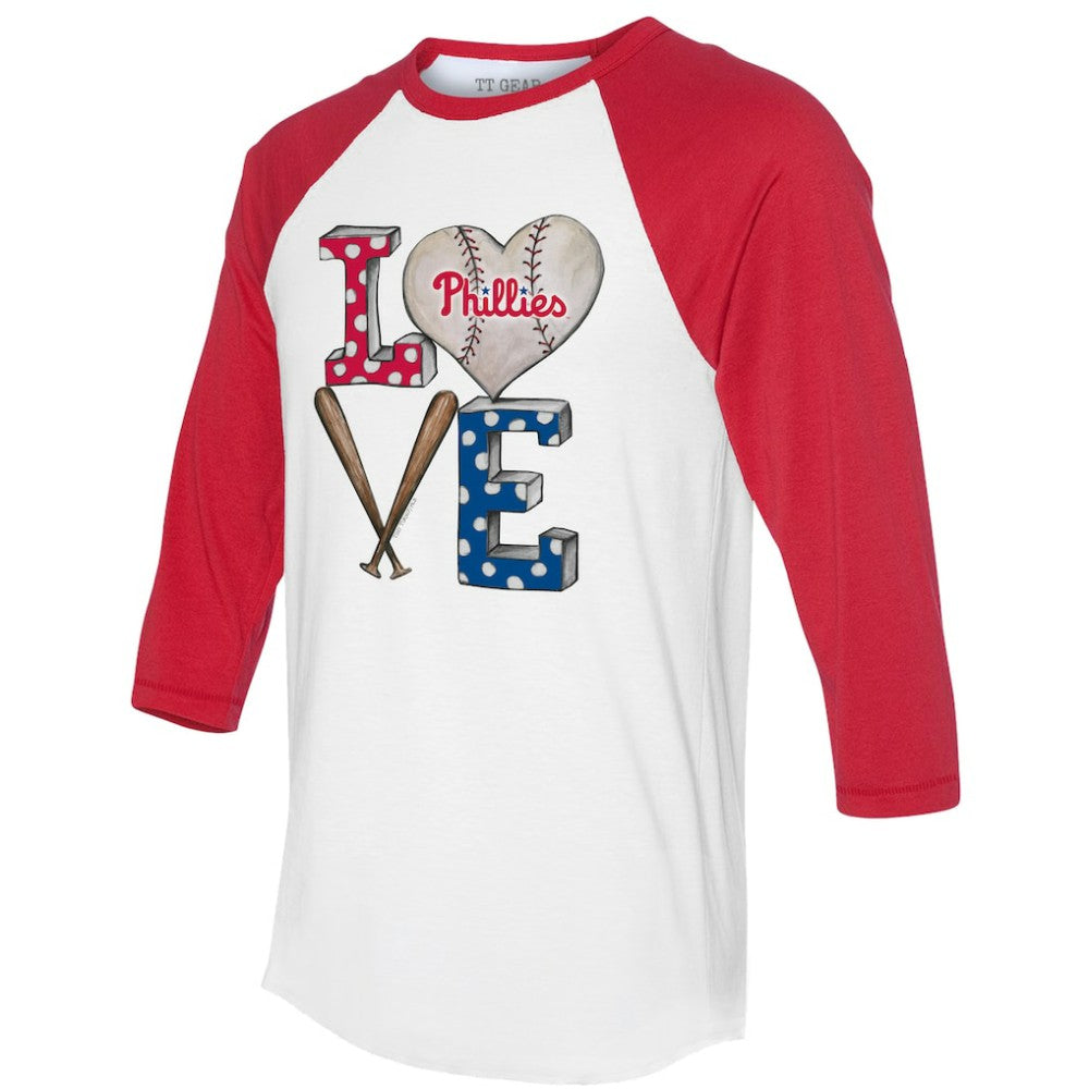 Philadelphia Phillies Tiny Turnip Women's Baseball Love Raglan 3/4-Sleeve T-Shirt - MLB