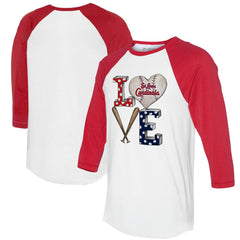 St. Louis Cardinals Tiny Turnip Women's Baseball Love Raglan 3/4-Sleeve T-Shirt - MLB