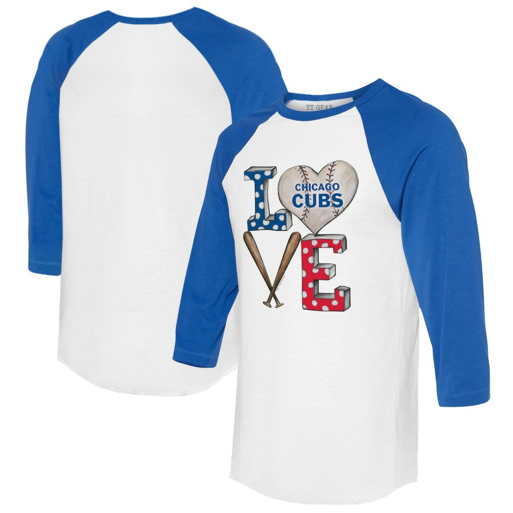 Chicago Cubs Tiny Turnip Women's Baseball Love Raglan 3/4-Sleeve T-Shirt - MLB