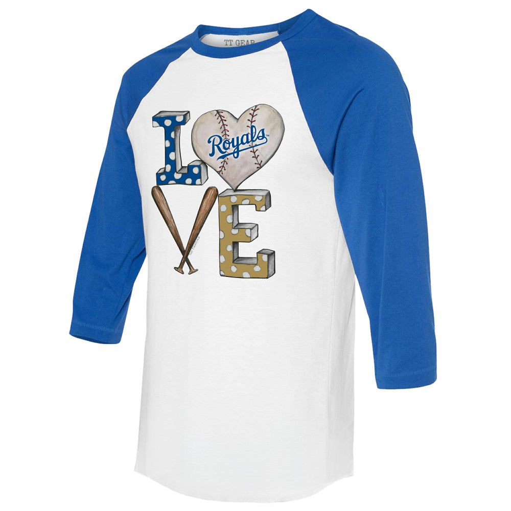 Kansas City Royals Tiny Turnip Women's Baseball Love Raglan 3/4-Sleeve T-Shirt - MLB