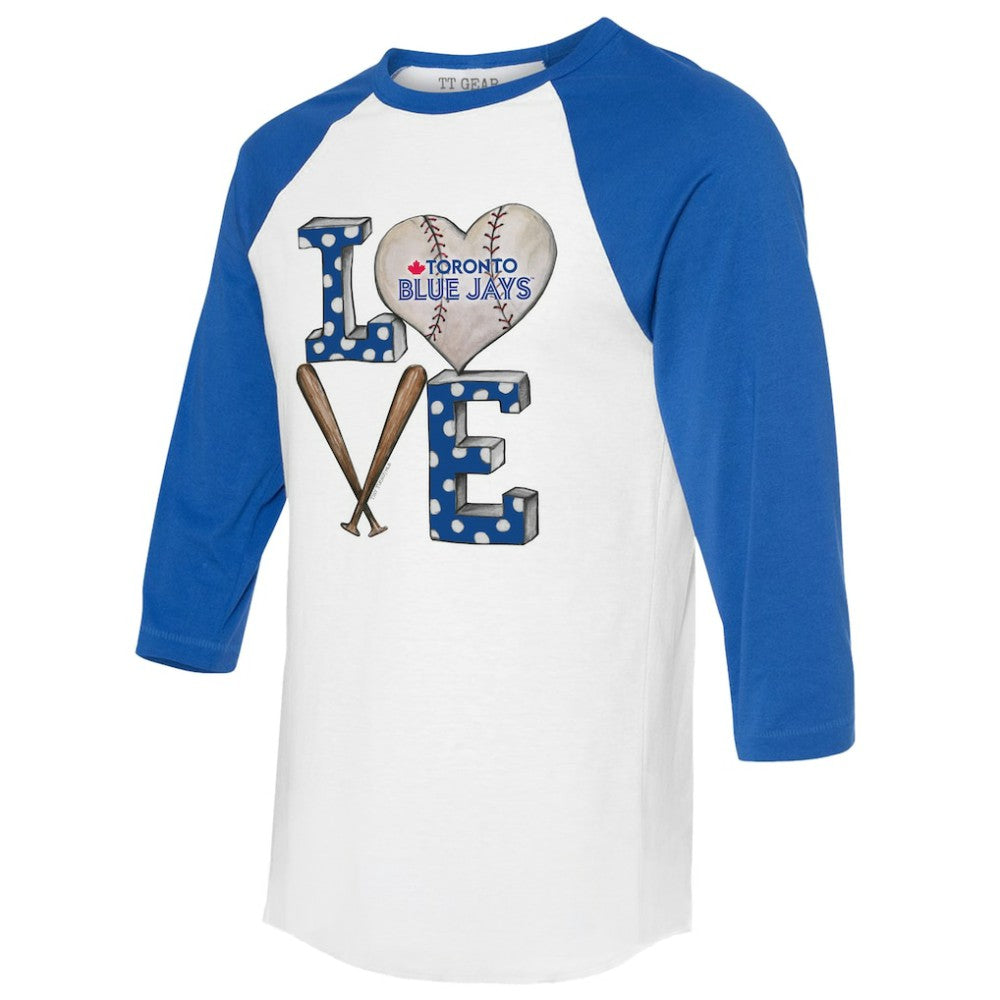 Toronto Blue Jays Tiny Turnip Women's Baseball Love Raglan 3/4-Sleeve T-Shirt - MLB