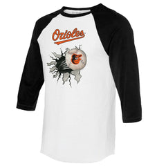 Baltimore Orioles Tiny Turnip Women's Baseball Tear 3/4-Sleeve Raglan T-Shirt - MLB