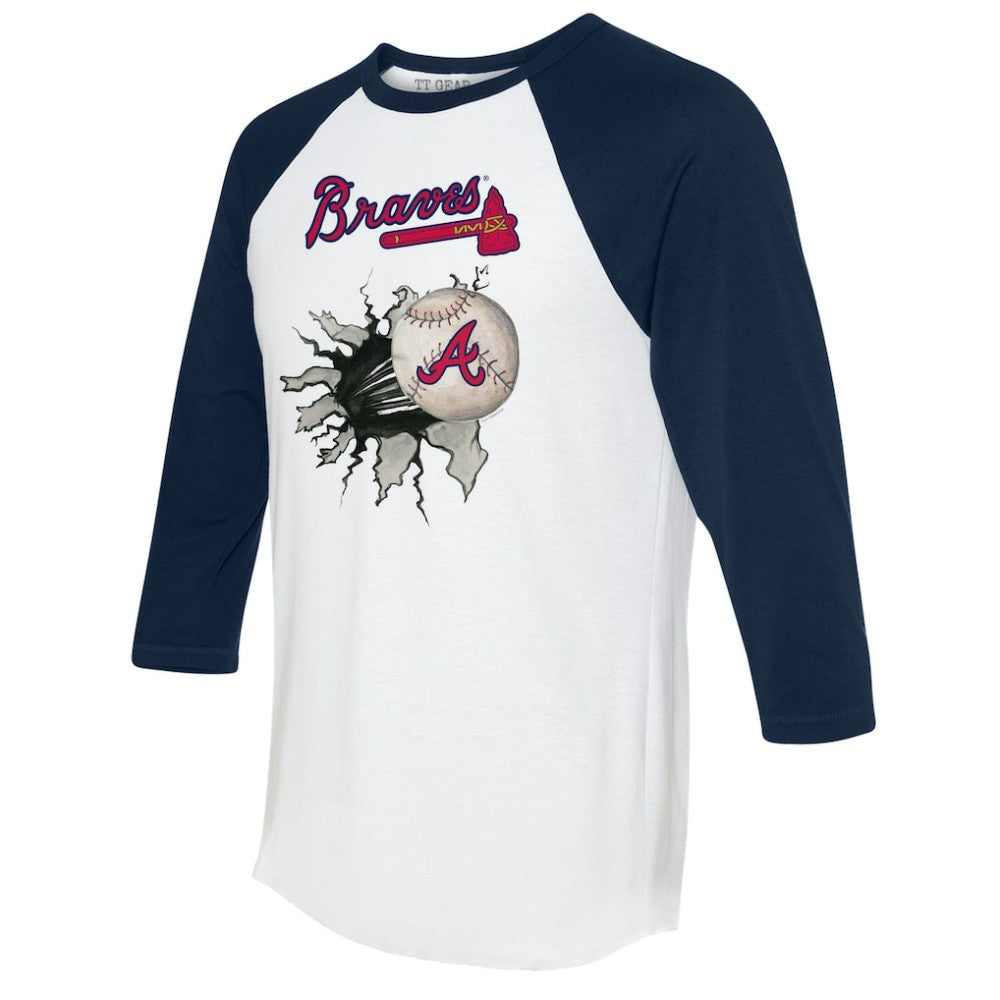 Atlanta Braves Tiny Turnip Women's Baseball Tear 3/4-Sleeve Raglan T-Shirt - MLB