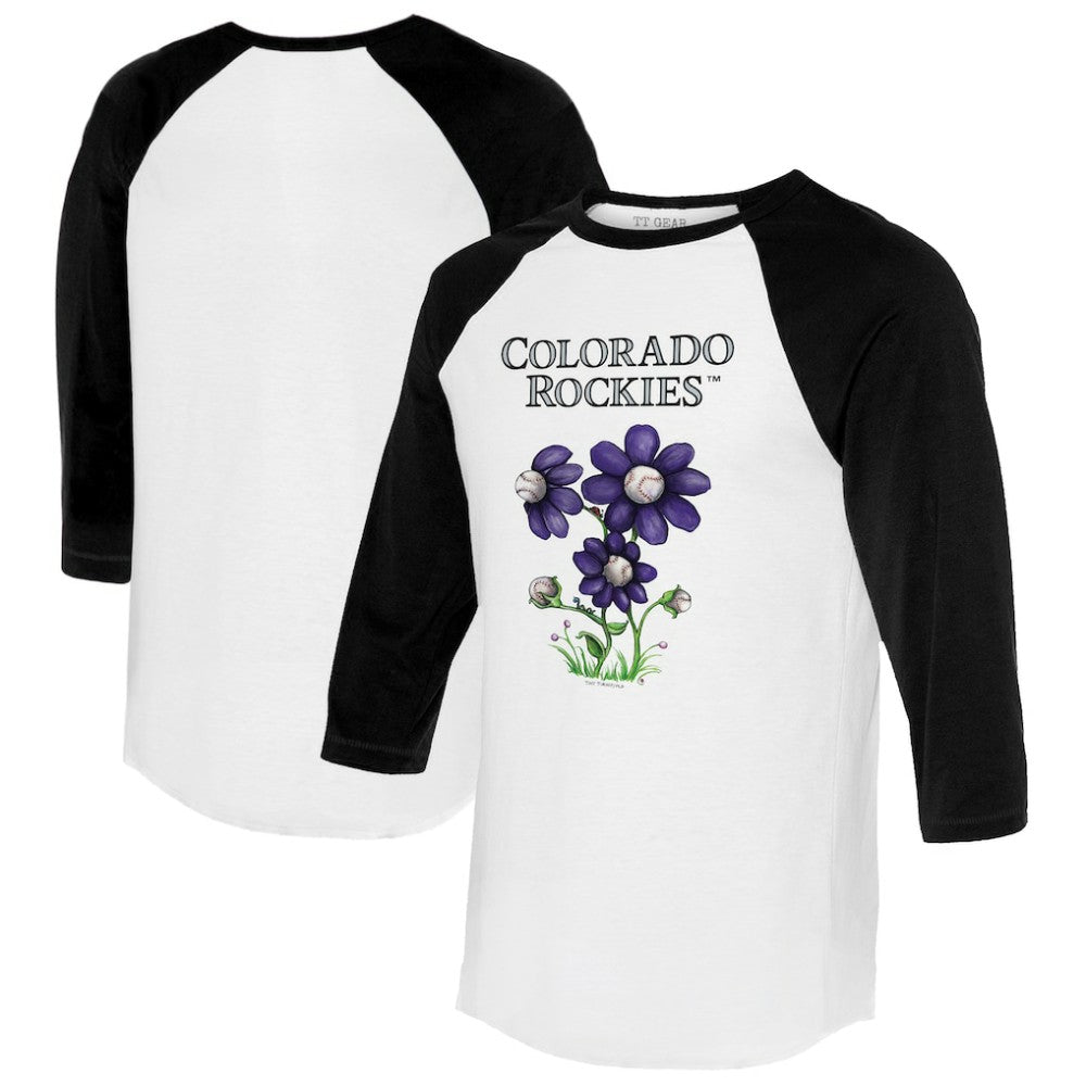 Colorado Rockies Tiny Turnip Women's Blooming Baseballs 3/4-Sleeve Raglan T-Shirt - MLB