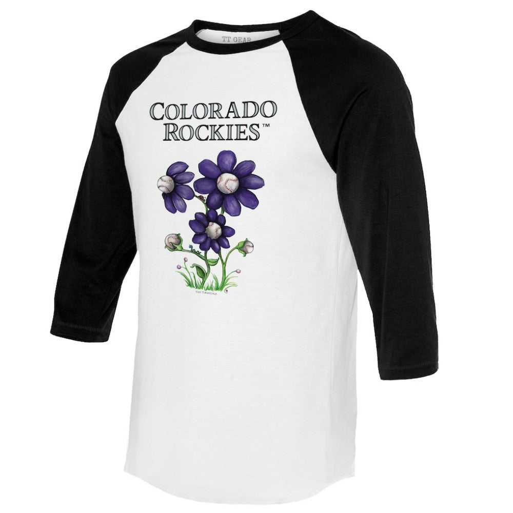 Colorado Rockies Tiny Turnip Women's Blooming Baseballs 3/4-Sleeve Raglan T-Shirt - MLB