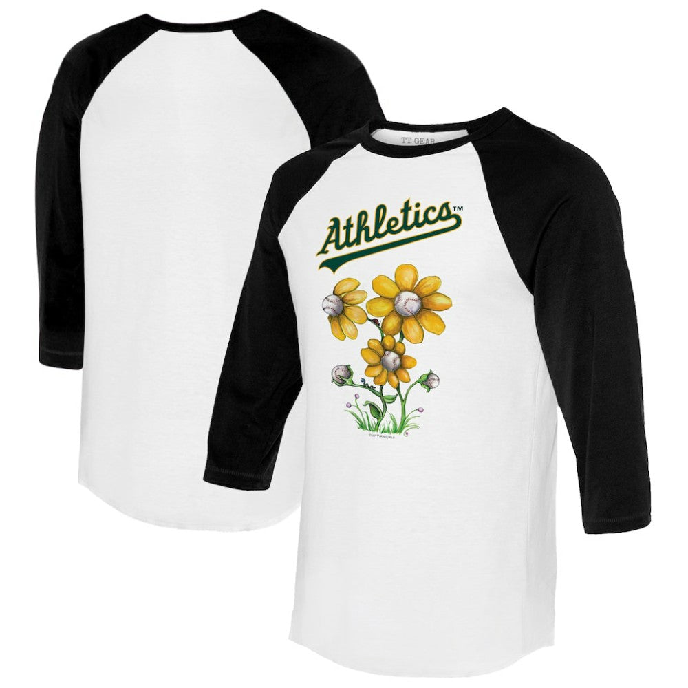 Athletics Tiny Turnip Women's Blooming Baseballs 3/4-Sleeve Raglan T-Shirt - MLB