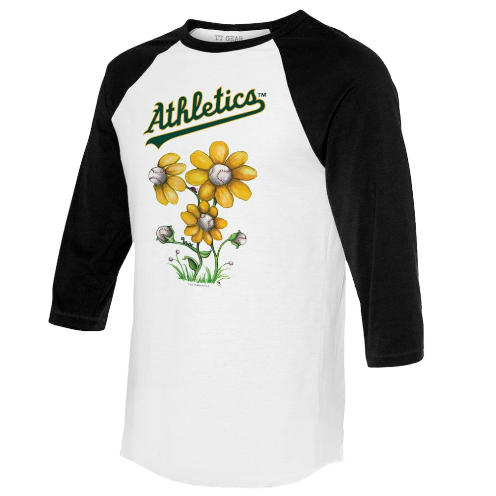 Athletics Tiny Turnip Women's Blooming Baseballs 3/4-Sleeve Raglan T-Shirt - MLB